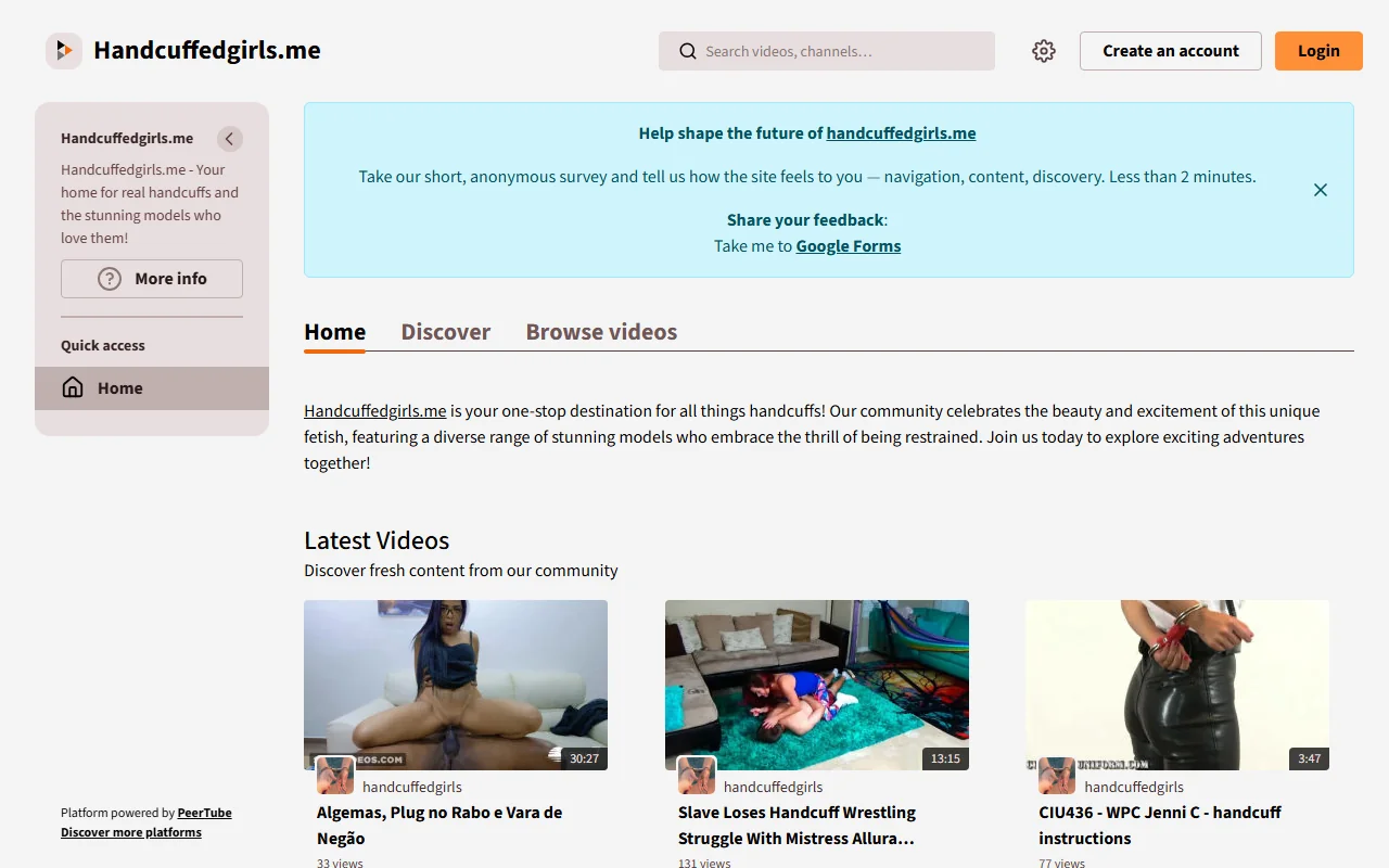 Screenshot of Handcuffedgirls Website Review